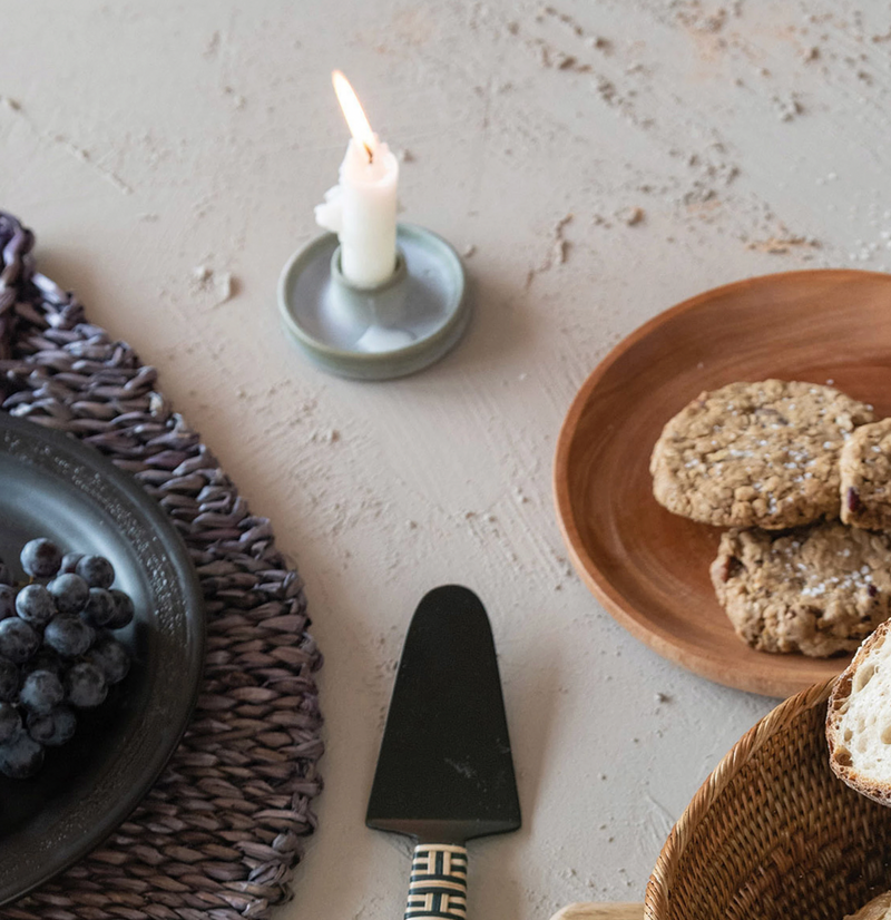 Round Stoneware Candle Holder