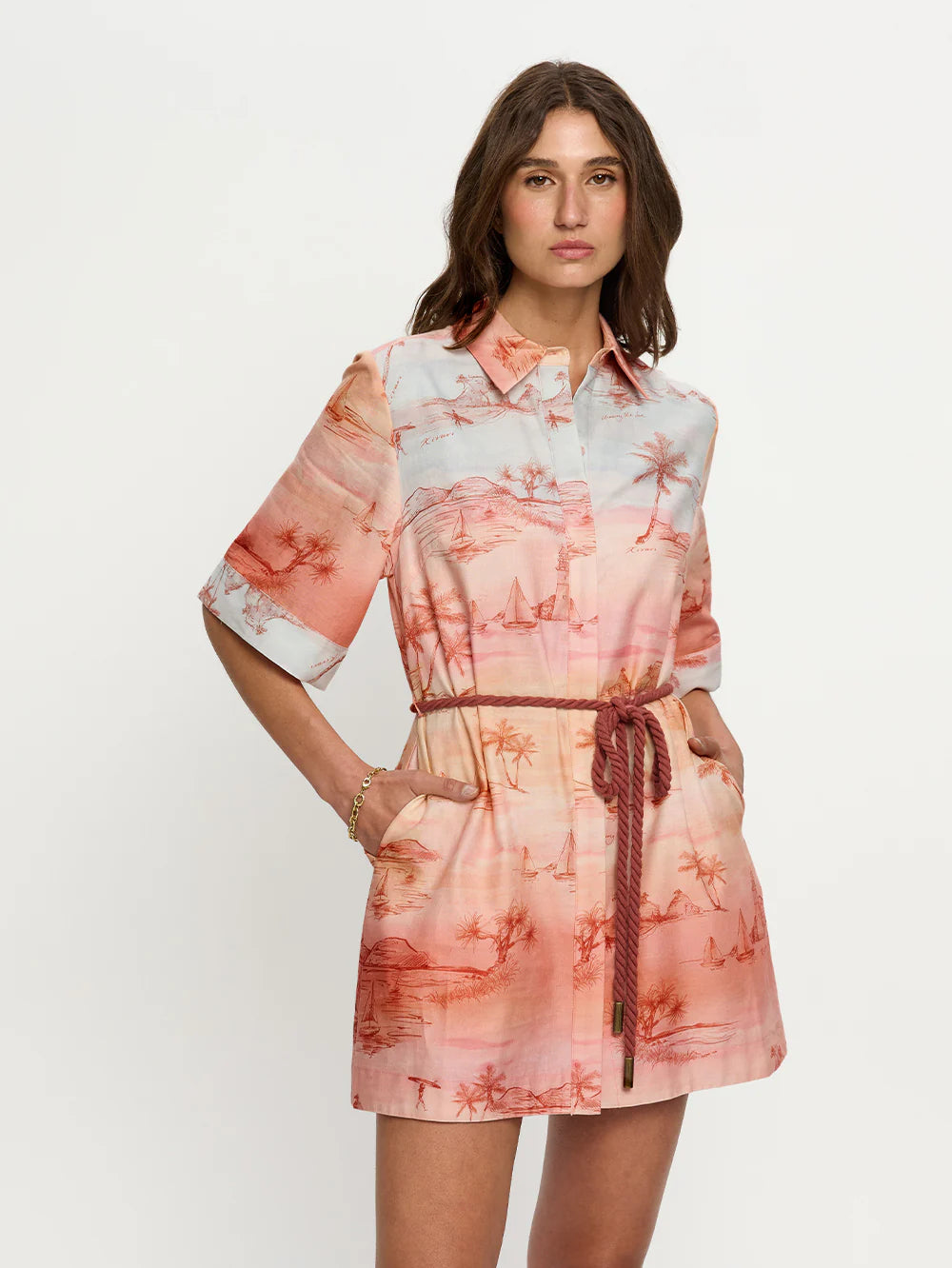 sunset mini dress Sunset Shirt Mini Dress 8 / L